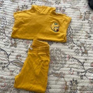 Pop sugar old navy Maggie Simpson collab set. Pants S 6-7 sweater M 8 mustard
